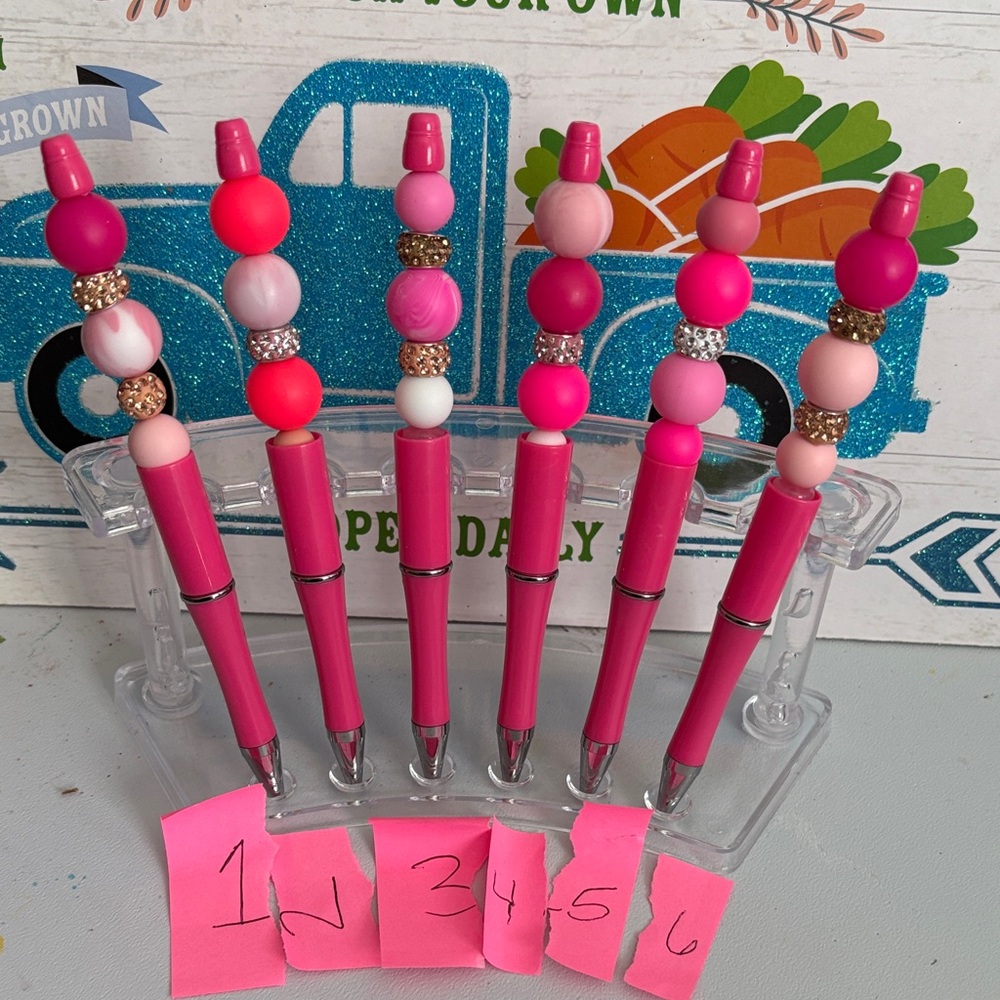 Hand Crafted Vibrant Pink Beaded Pen (choose 1)